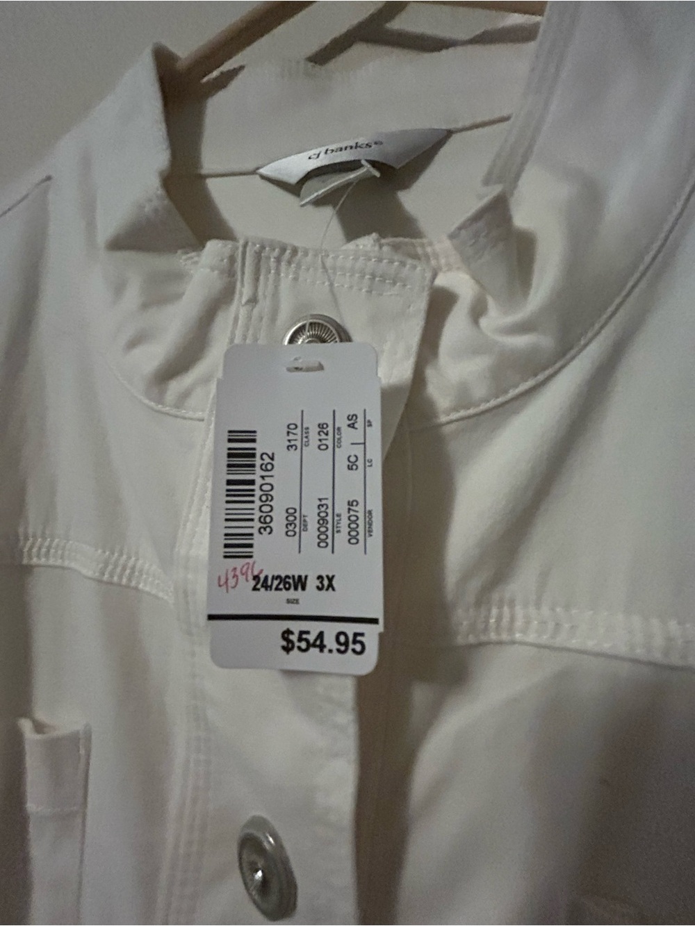 CJ banks NWT Women's White Button-Front Lightweight Jacket - Picture 5 of 6
